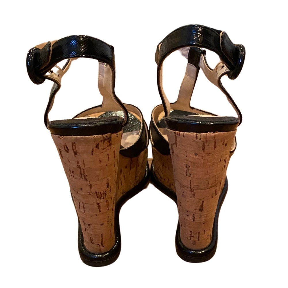 Prade T Strap Cork Wedges, Black - Picture 5 of 6